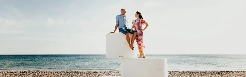 man woman at beach